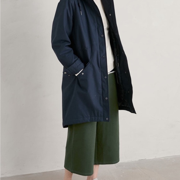Navy blue Hooded Women's Coat - Picture 7 of 16